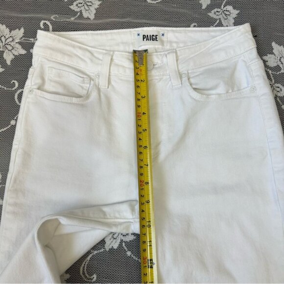 Paige The Cindy Crop High Rise Straight Leg Jean Raw Hem in White Sz 27 - Picture 10 of 13
